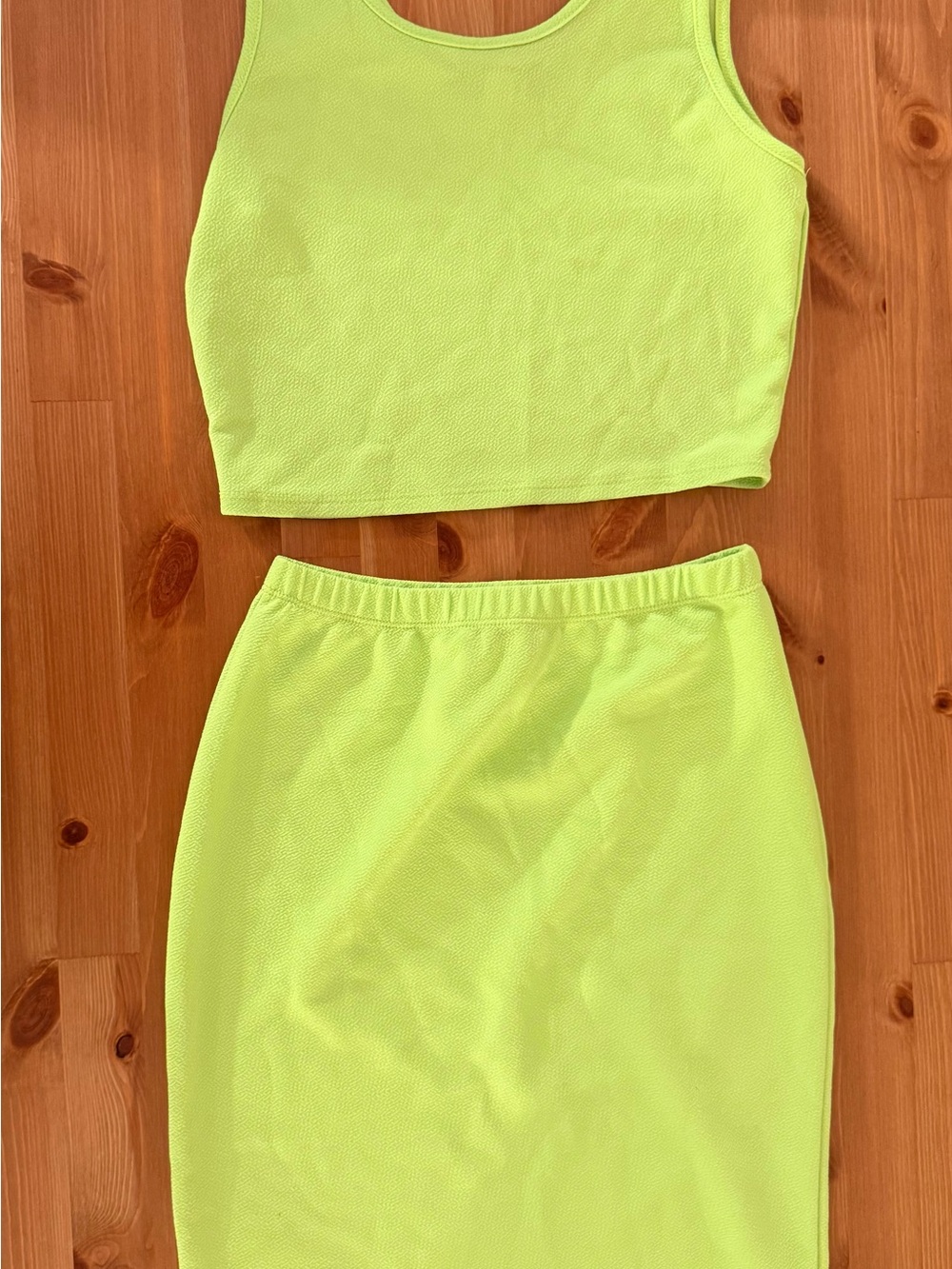 Neon Lime High-Waist Pencil Skirt Set
